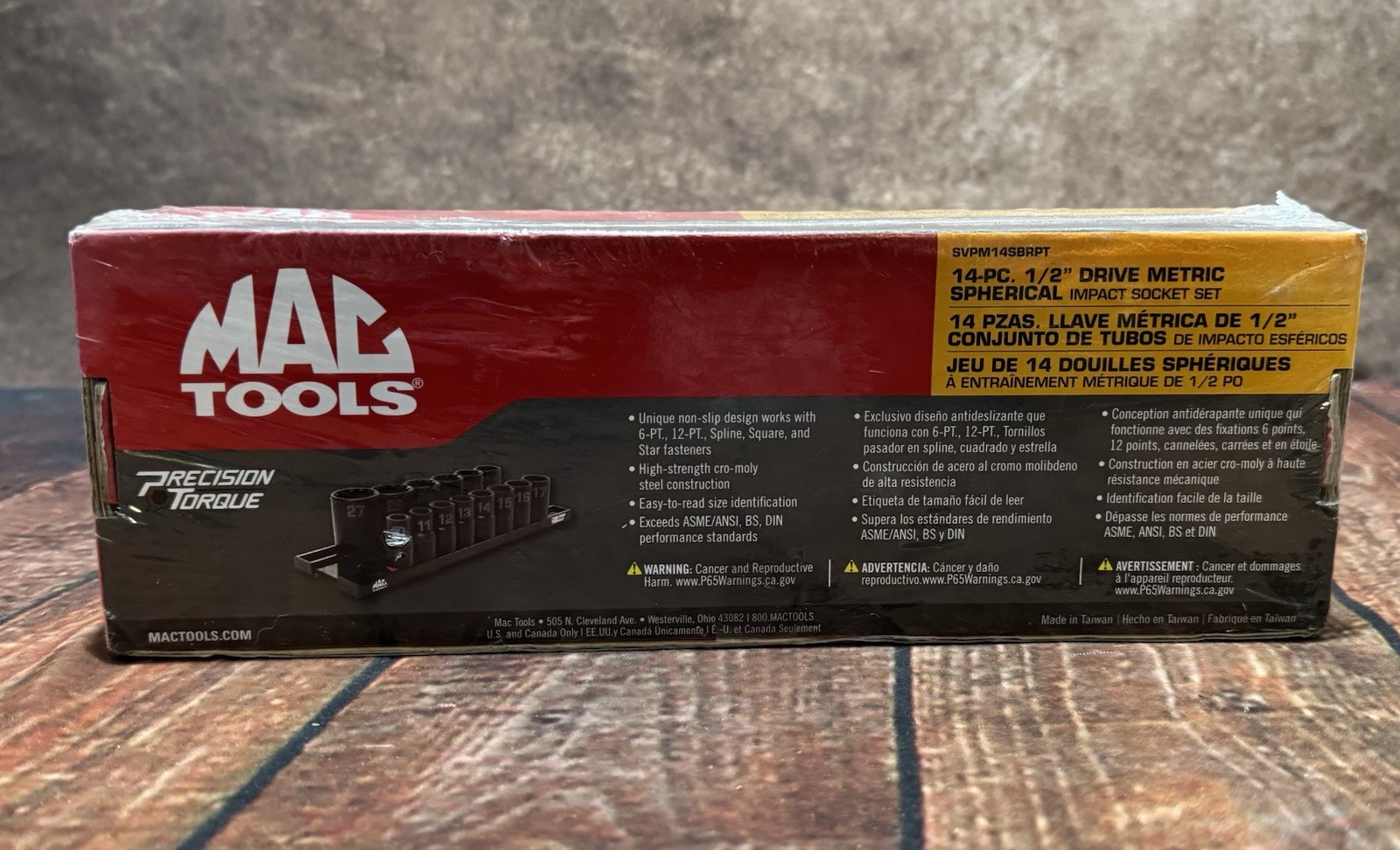 MAC Tools SVPM14SBRPT Precision Torque 14pc 1/2in. Metric Spherical Socket Set