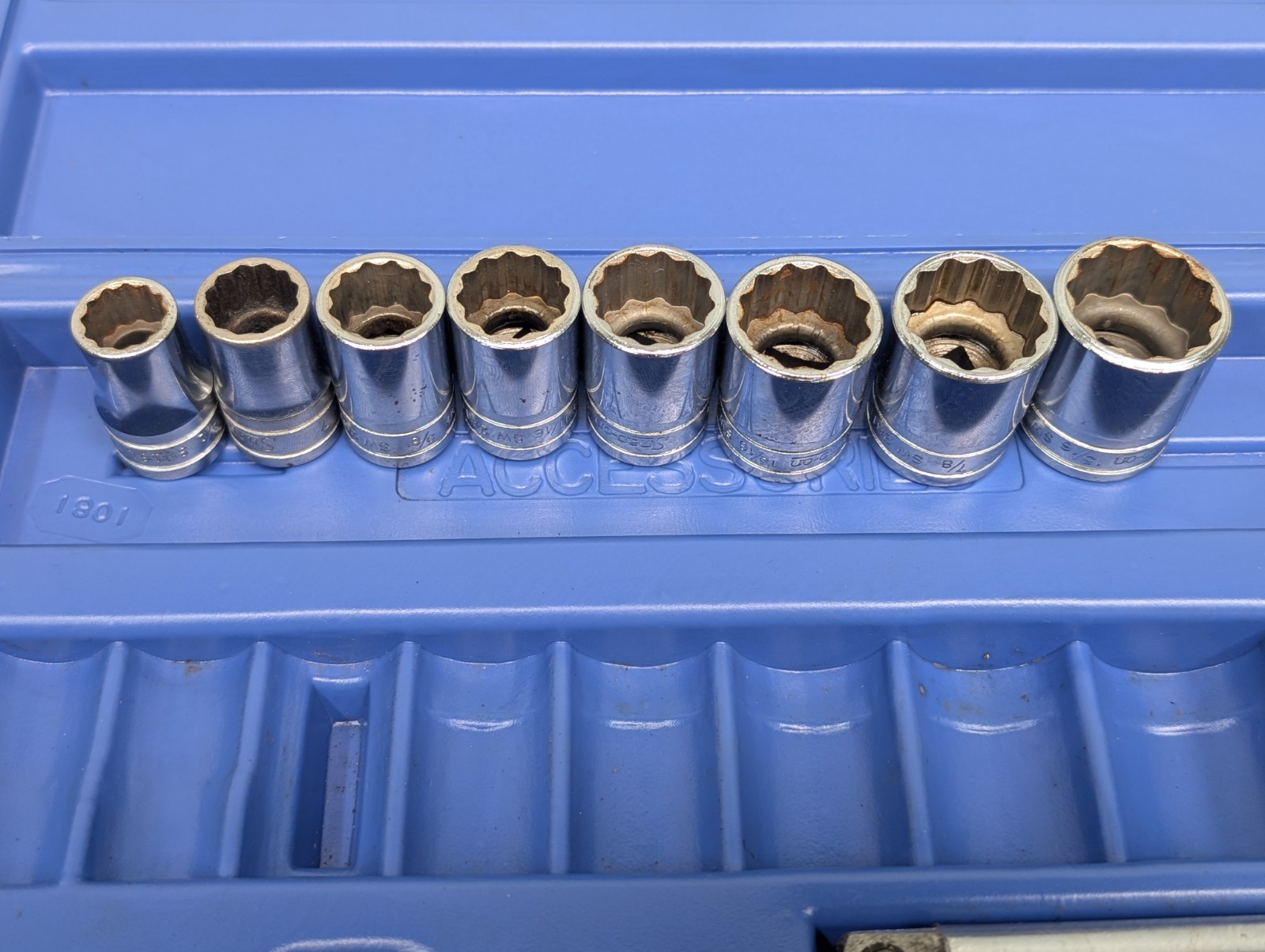Vintage Cummins Snap-on Tools 1/2” Drive 12 Point Sae Socket Set & Ratchet