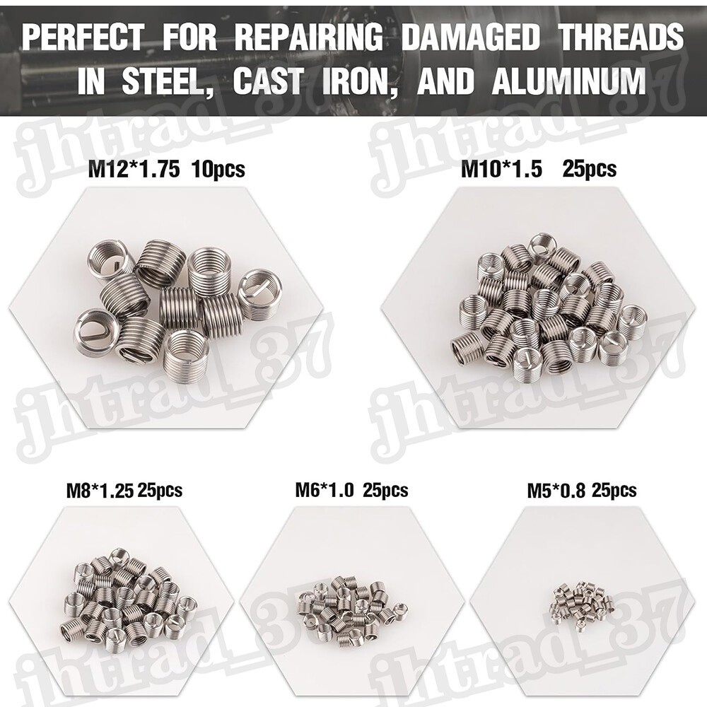131pcs Metric Helicoil Thread Repair Kit HSS Drills Inserts Taps & Tools M5-M12