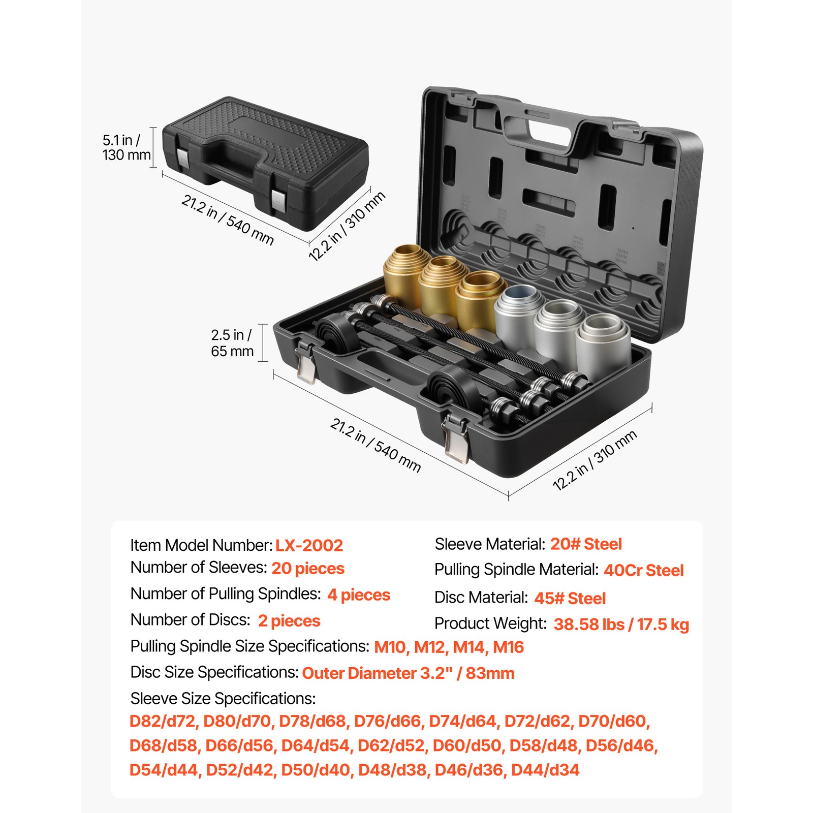 Uimoso 26PCS Pull & Press Sleeve Kit for Bush and Bearing Removal & Installation