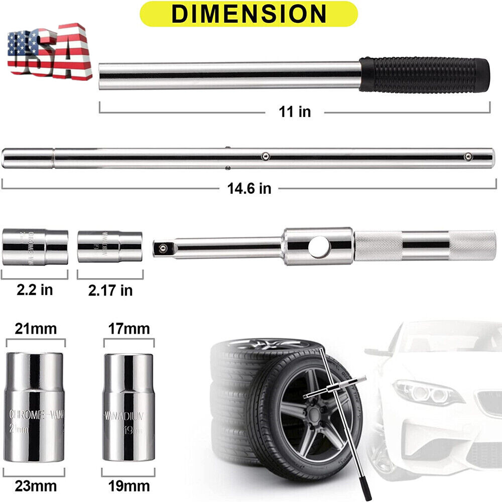 4 Way 23″ Lug Wrench Universal Tire Changing Repair Tool Cross Steel Wheel Nut