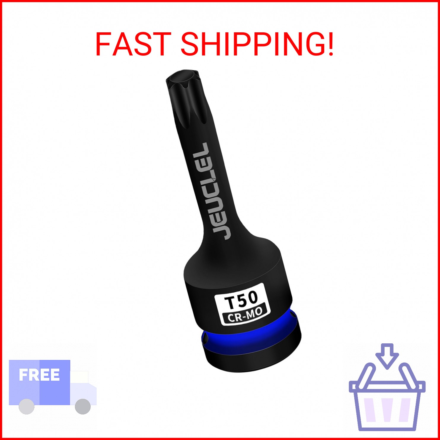 JEUCLEL T50 Torx Bit Socket, 1/2″ Drive Torx Star 6 Point Impact Bit Socket, 3-I
