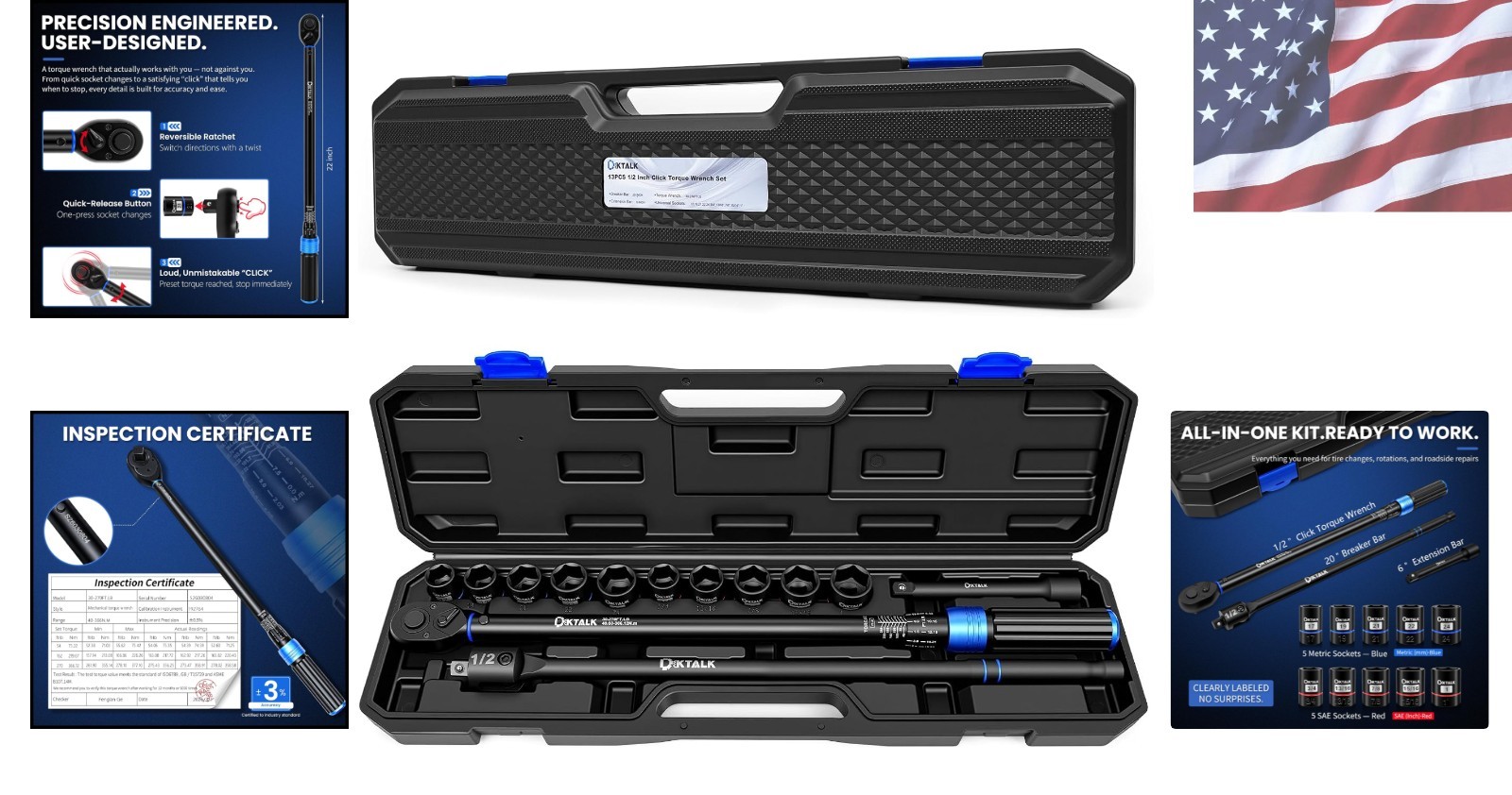 Durable Chrome Vanadium Torque Wrench Set – Essential 13-Piece Car Repair Tools