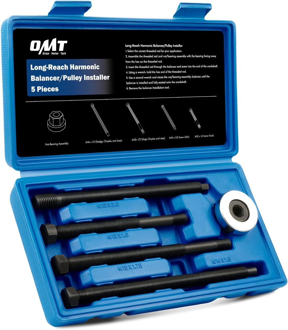 Orion Motor Tech Harmonic Balancer Installer Set, 5pc Long Reach Crank…