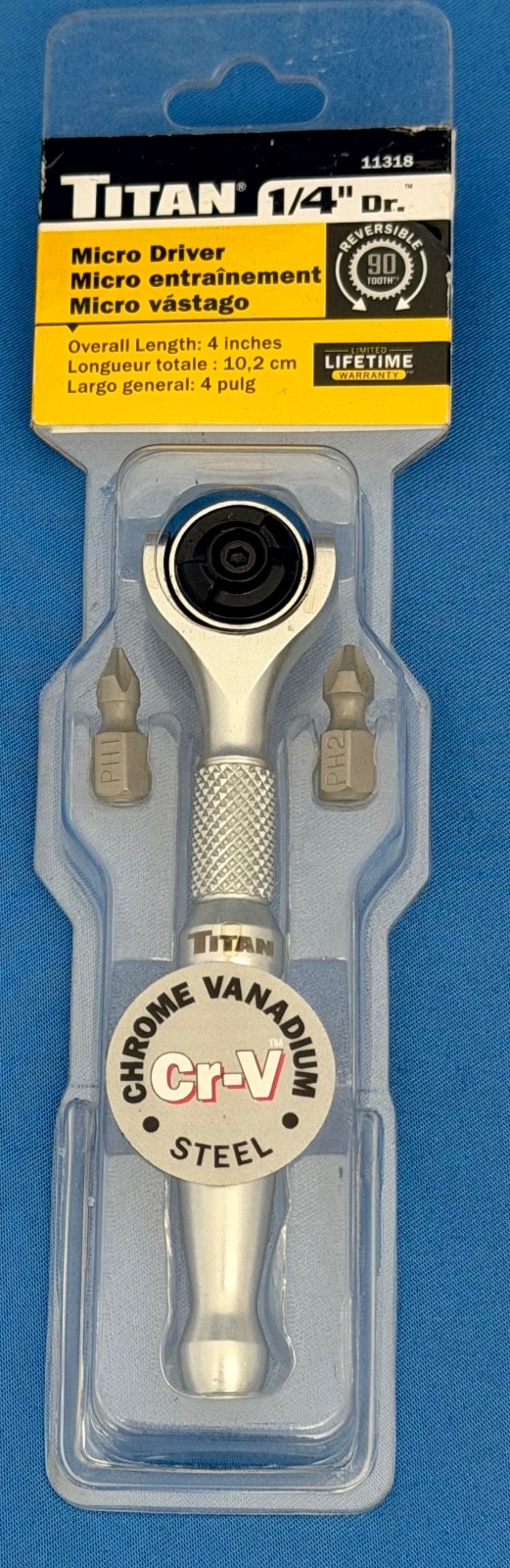 Titan 11318 1/4 Inch Hex Dr Swivel Head Micro Bit Driver 4 Inch OAL New