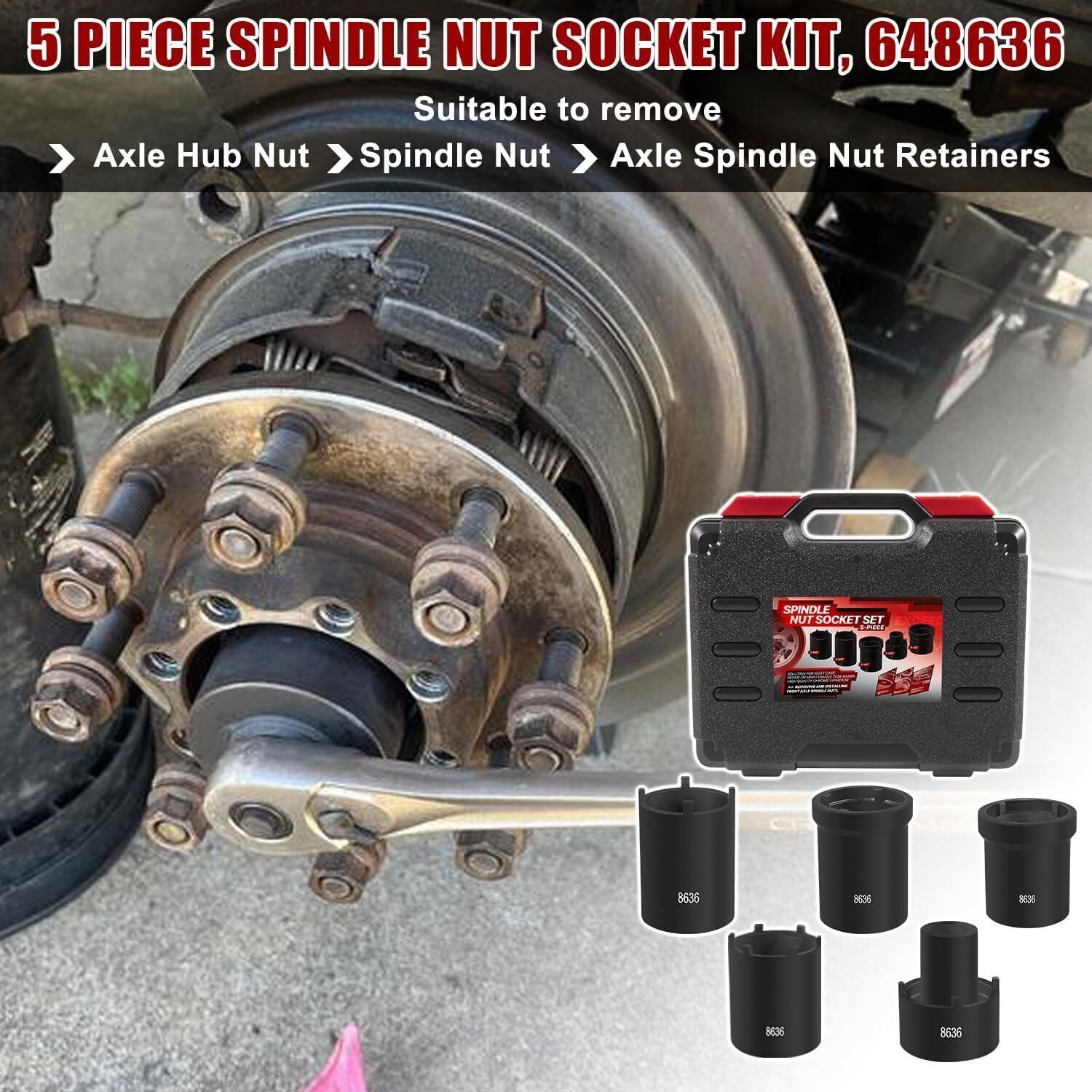 1/2″ Drive Spindle Nut Socket Set Axle Hub Nut Socket Fits Ford Dana 50 60 Dodge