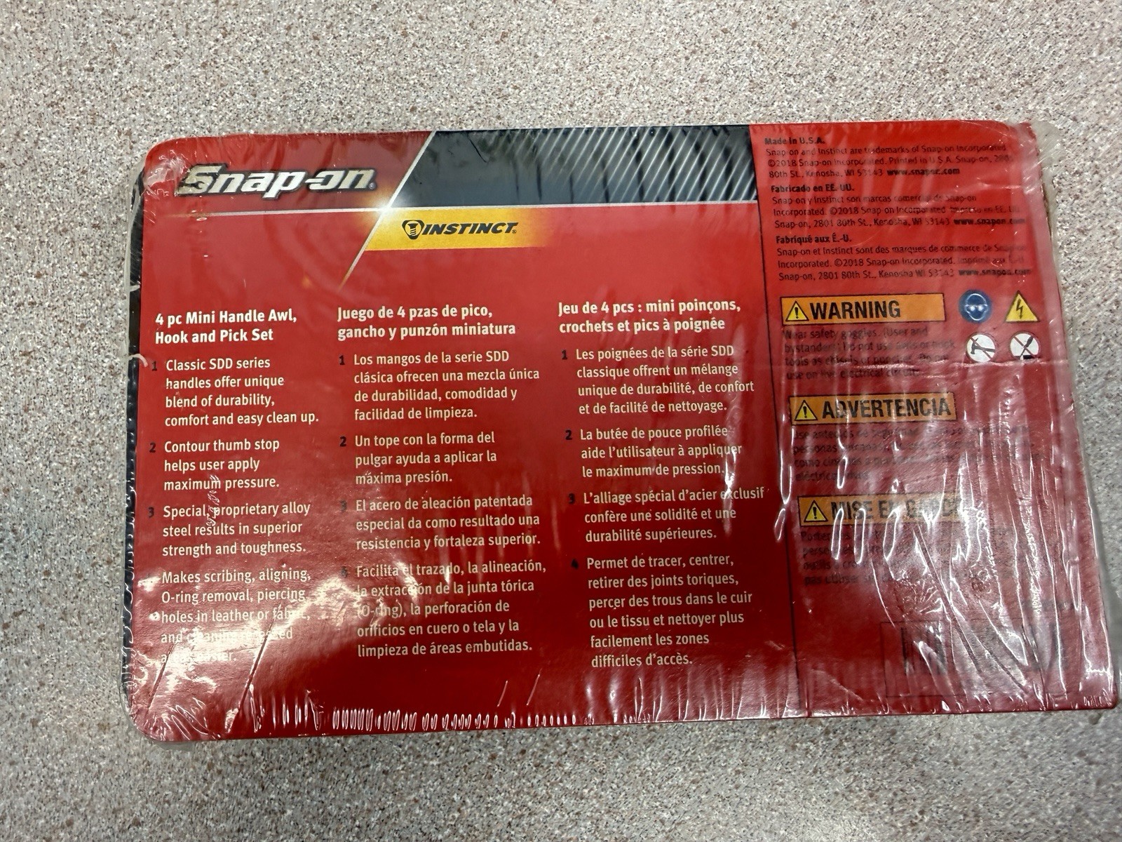 Snap-on ASA204B 4pc Mini Handle Awl, Hook and Pick Set New