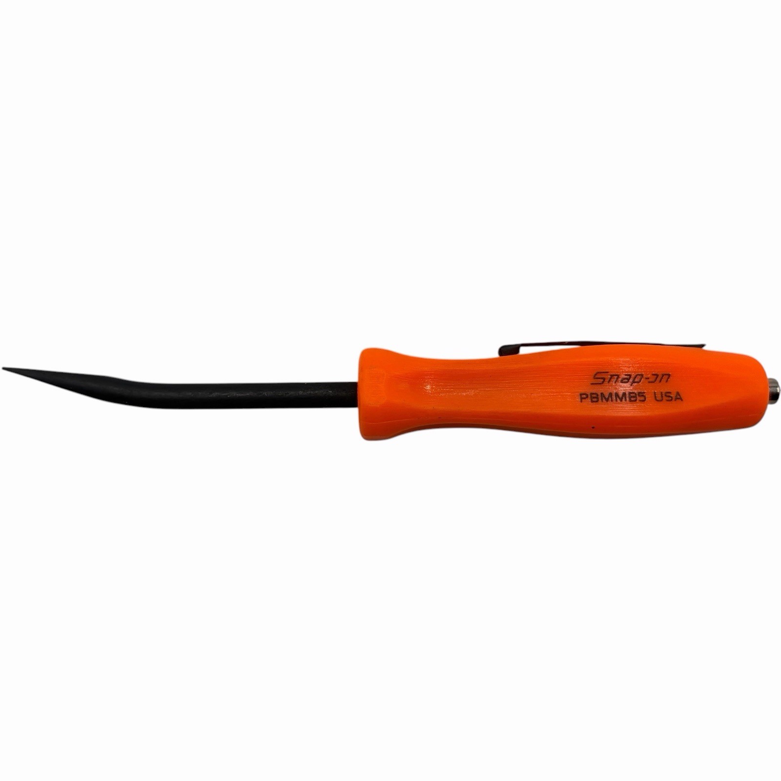 Snap On Tools Mini Magnetic Pocket Pry Bar Orange 5 inch Bent 45 Degree