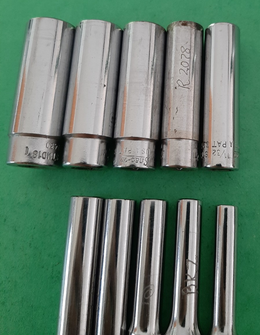 10pc Snap-on Tools USA 1/4″ Drive SAE Deep 12pt POINT Chrome Socket Set READ!!