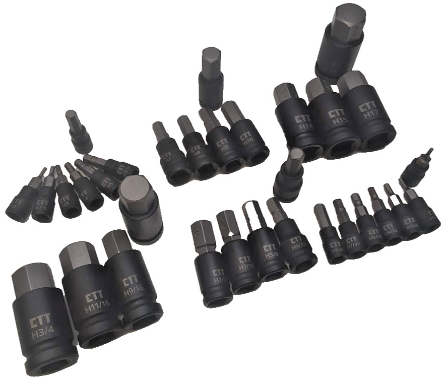 32PC Hex Allen Master Socket Impact Bit Set S2 Steel | SAE & Metric S2 Steel