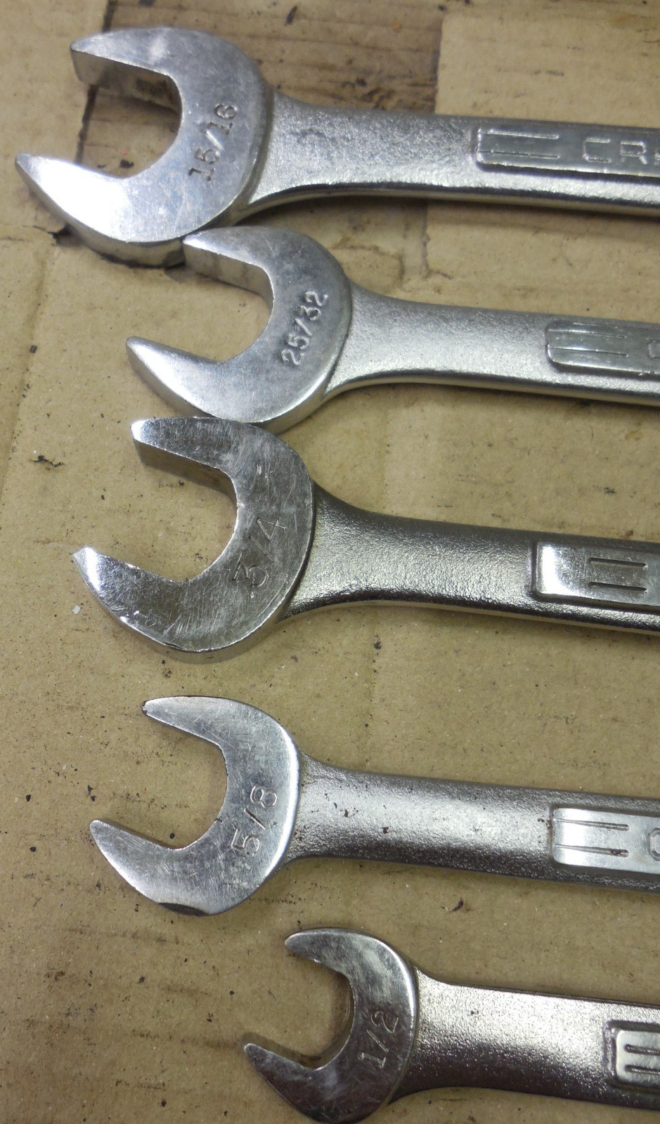 5 pc wrench set Craftsman 1/2 9/16 5/8 3/4 7/8 13/16 1 open end wrenches vv VA V