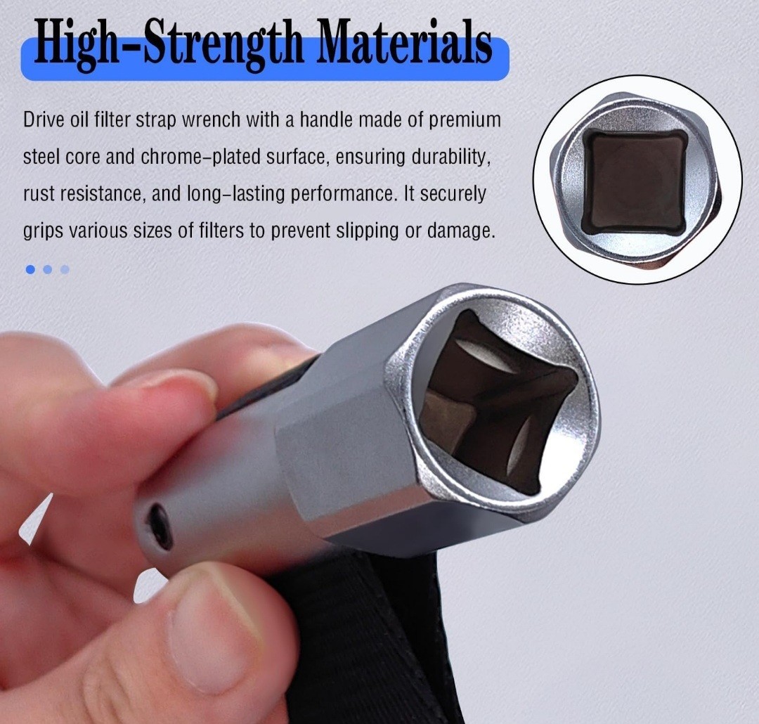 1/2″ Drive Oil Filter Strap Wrench, Oil Filter Strap Type Wrench Remover Comp…
