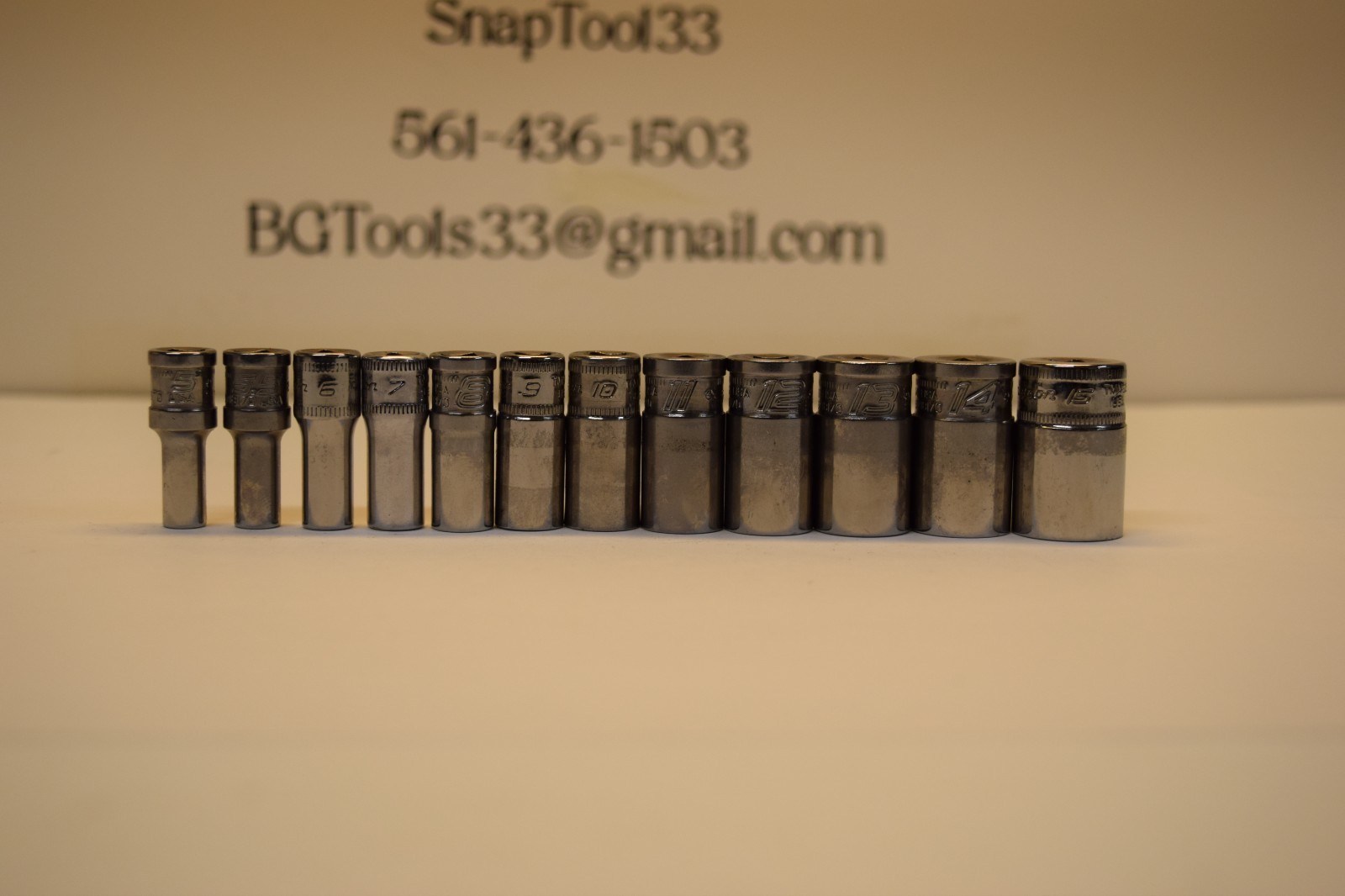 Snap-On 112YTMMSY 12pc 1/4″ Drive 6-Point Metric Flank Drive Xtra Semi-Deep Sock