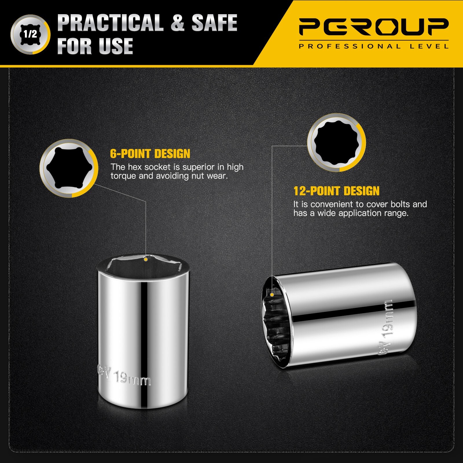 pgroup 32Pcs 1/2 inch Drive 8mm-32mm Metric socket set, with Ratchet Wrench