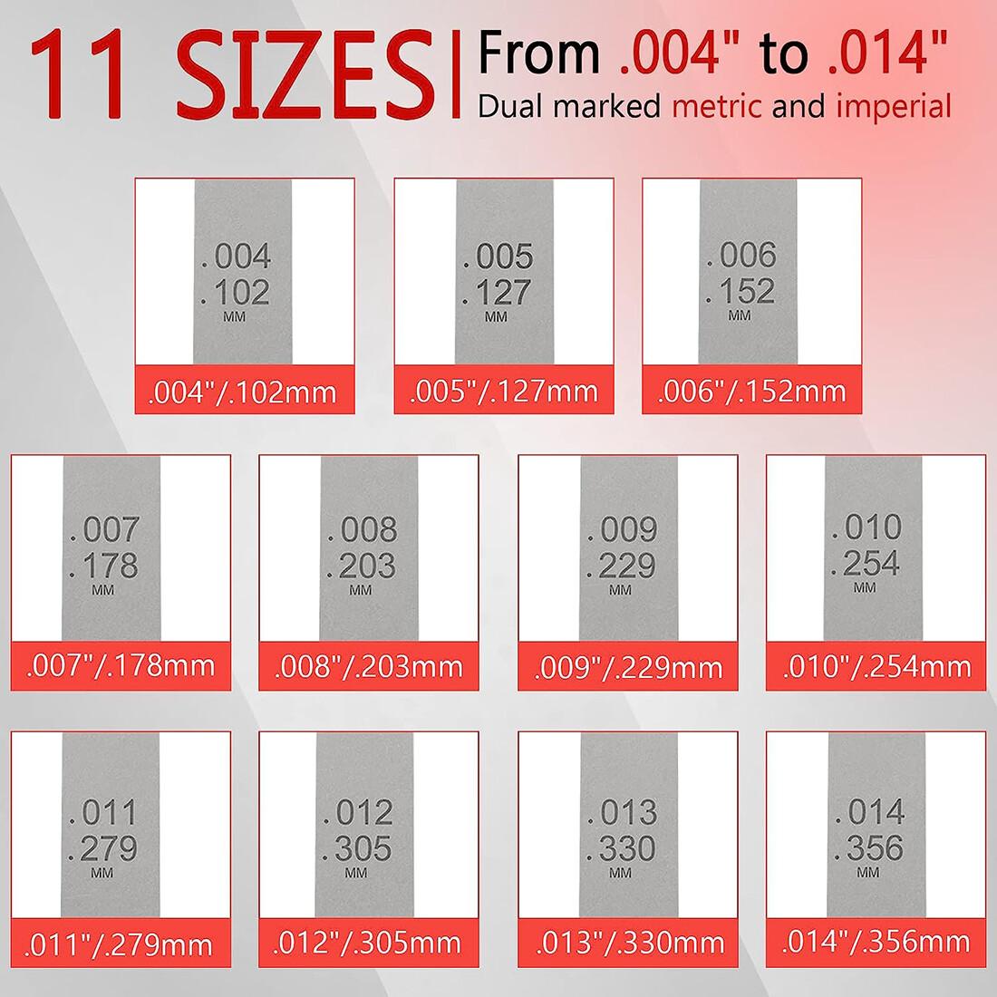 A308 Offset Valve Tappet Gauge 11-Blade Feeler Gauge Kit Sizes 0.004″ to 0.014″