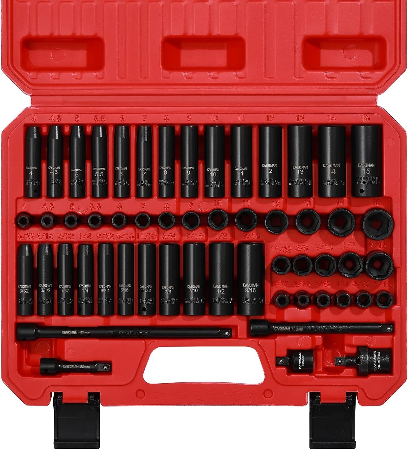 Versatile 55PC 1/4″ Drive Impact Socket Set – Deep & Shallow Sockets Included