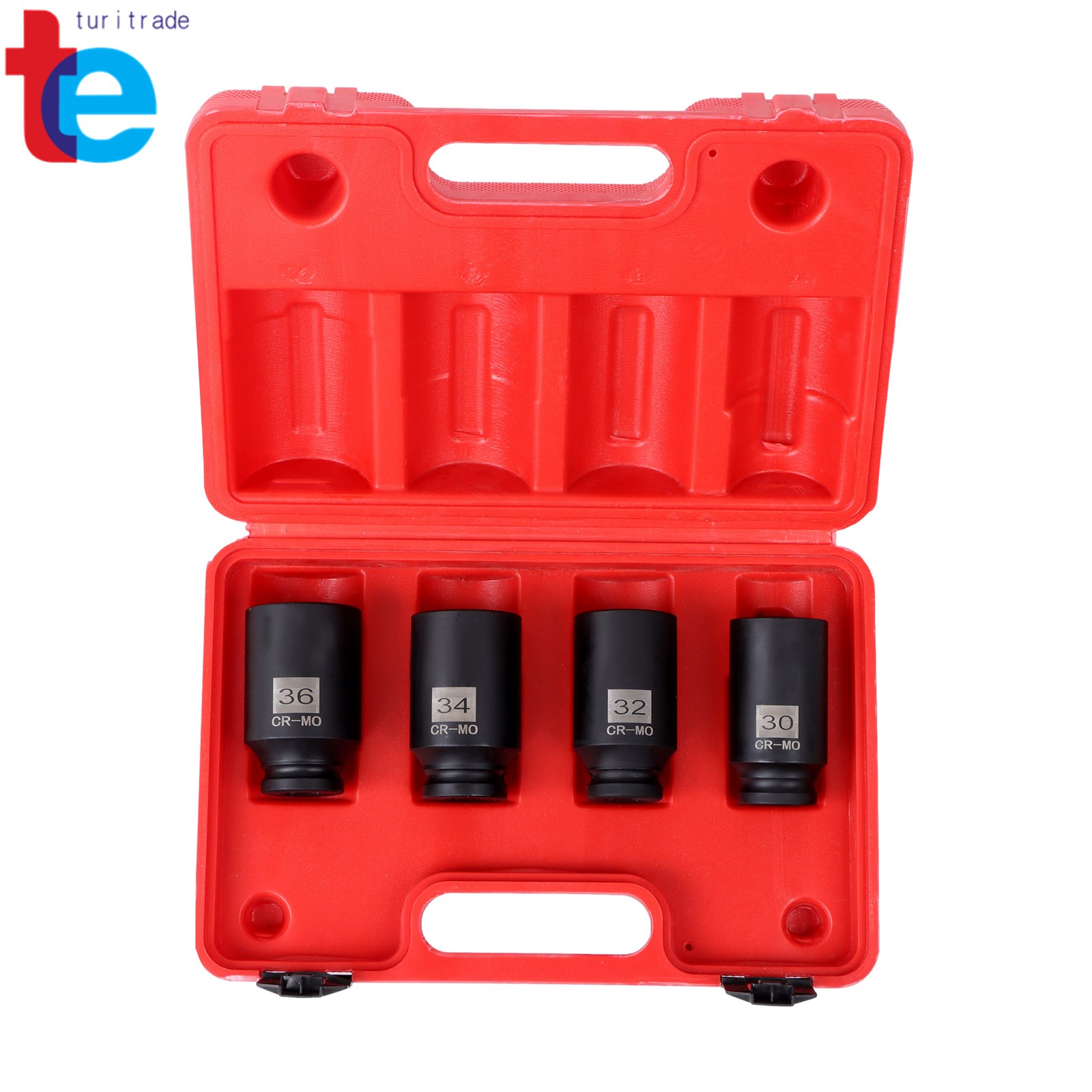 New 1/2″ Drive Deep Spindle Axle Nut Impact Socket Set 12 Point 30 32 34 36mm