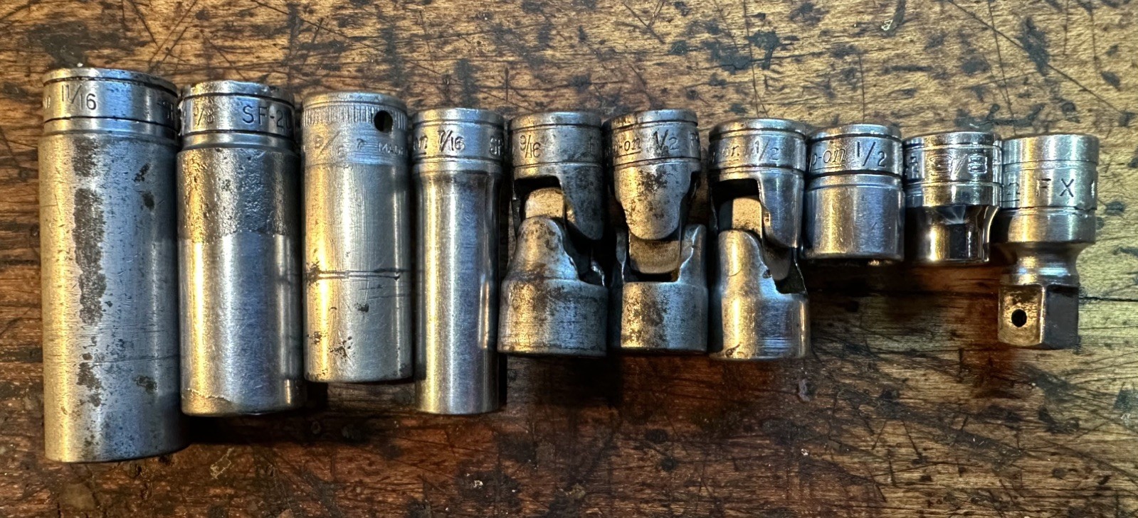 SNAP ON 11 pcs 3/8 Drive Set, 1-3/8 Ratchet, 9-Sockets, plus 1- 1” Extension