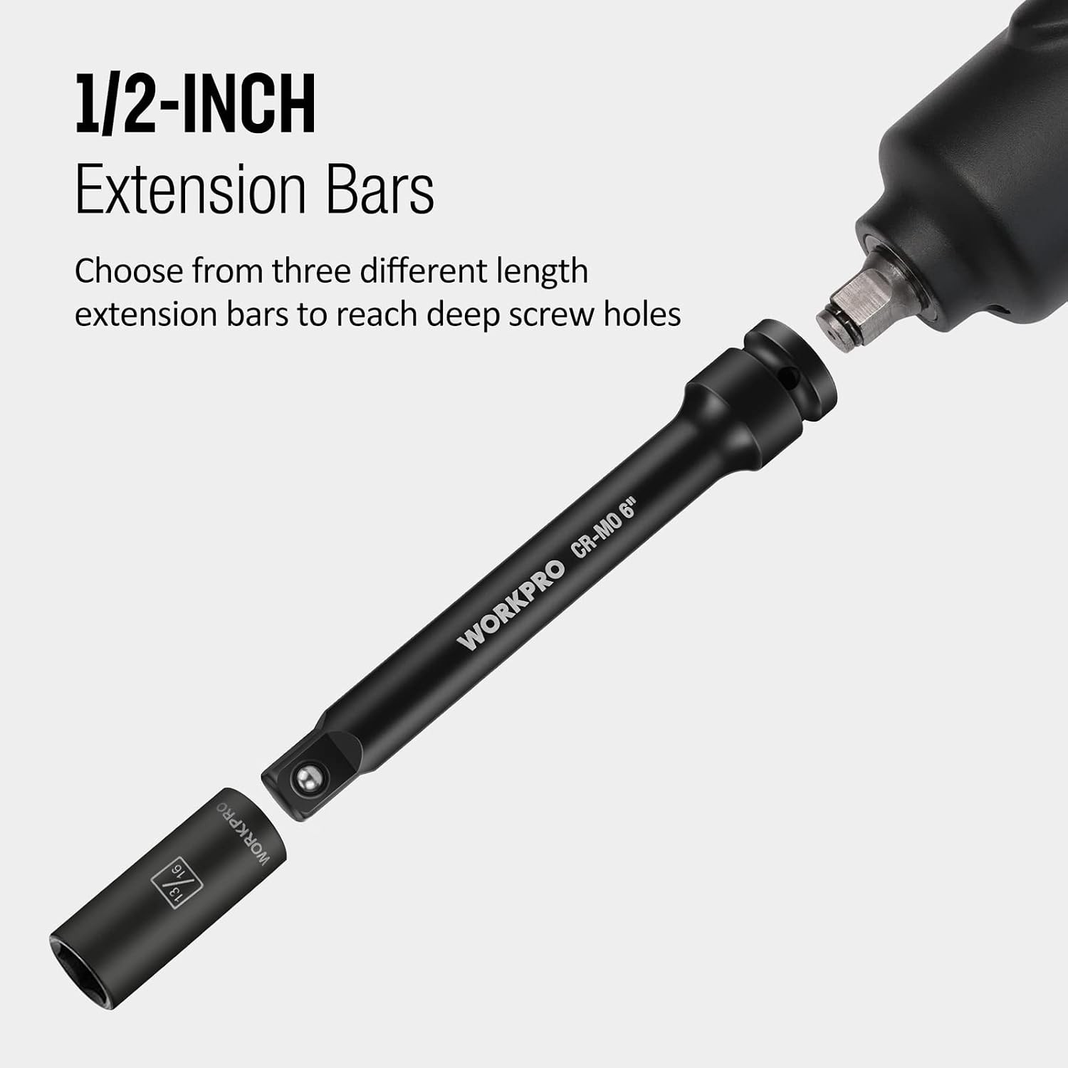 Durable 1/2-Inch Drive Extension Set – 3 Pieces with Manganese Phosphate Finish