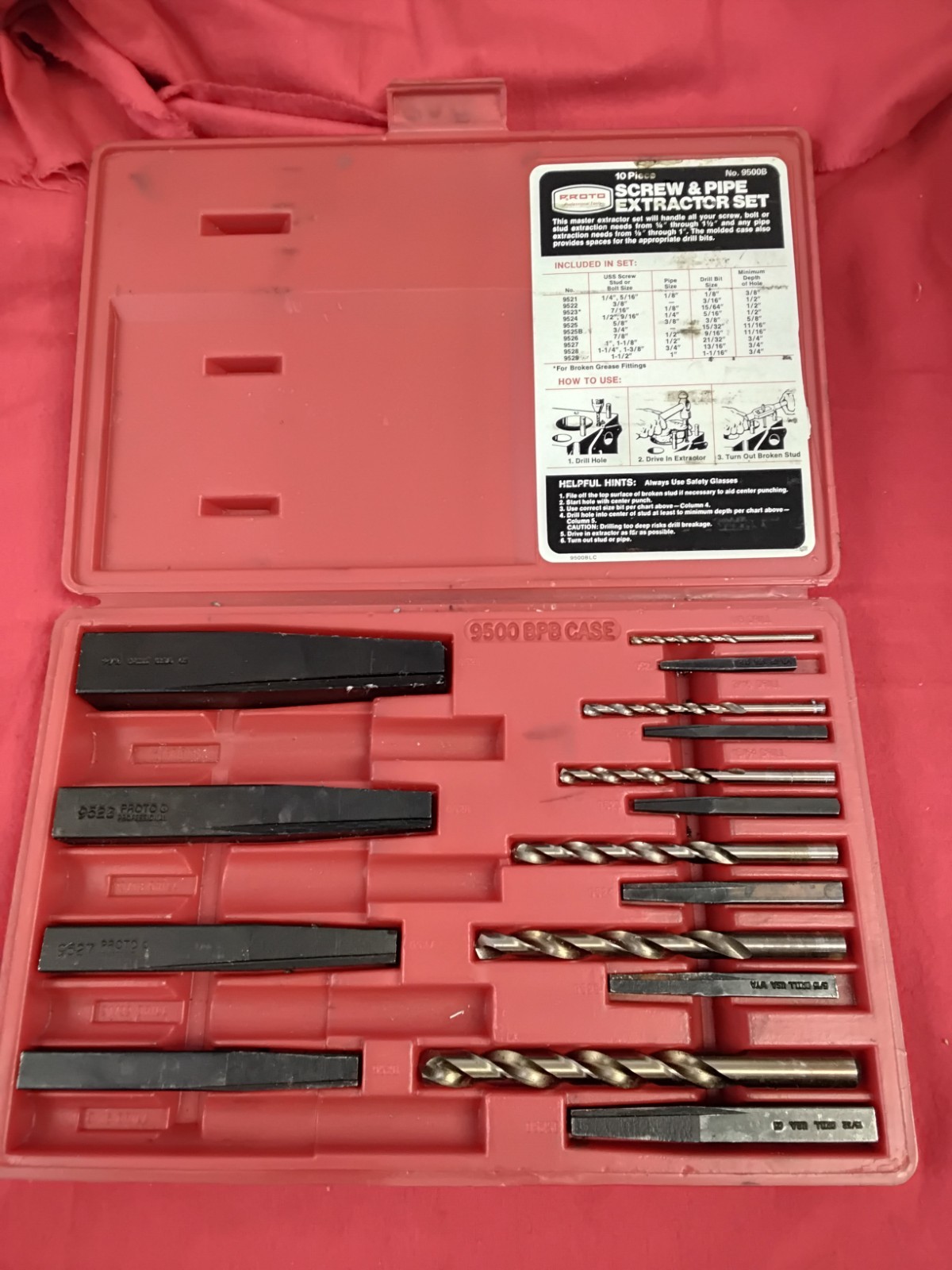 Proto No. 9500B Screw & Pipe Extractor Set