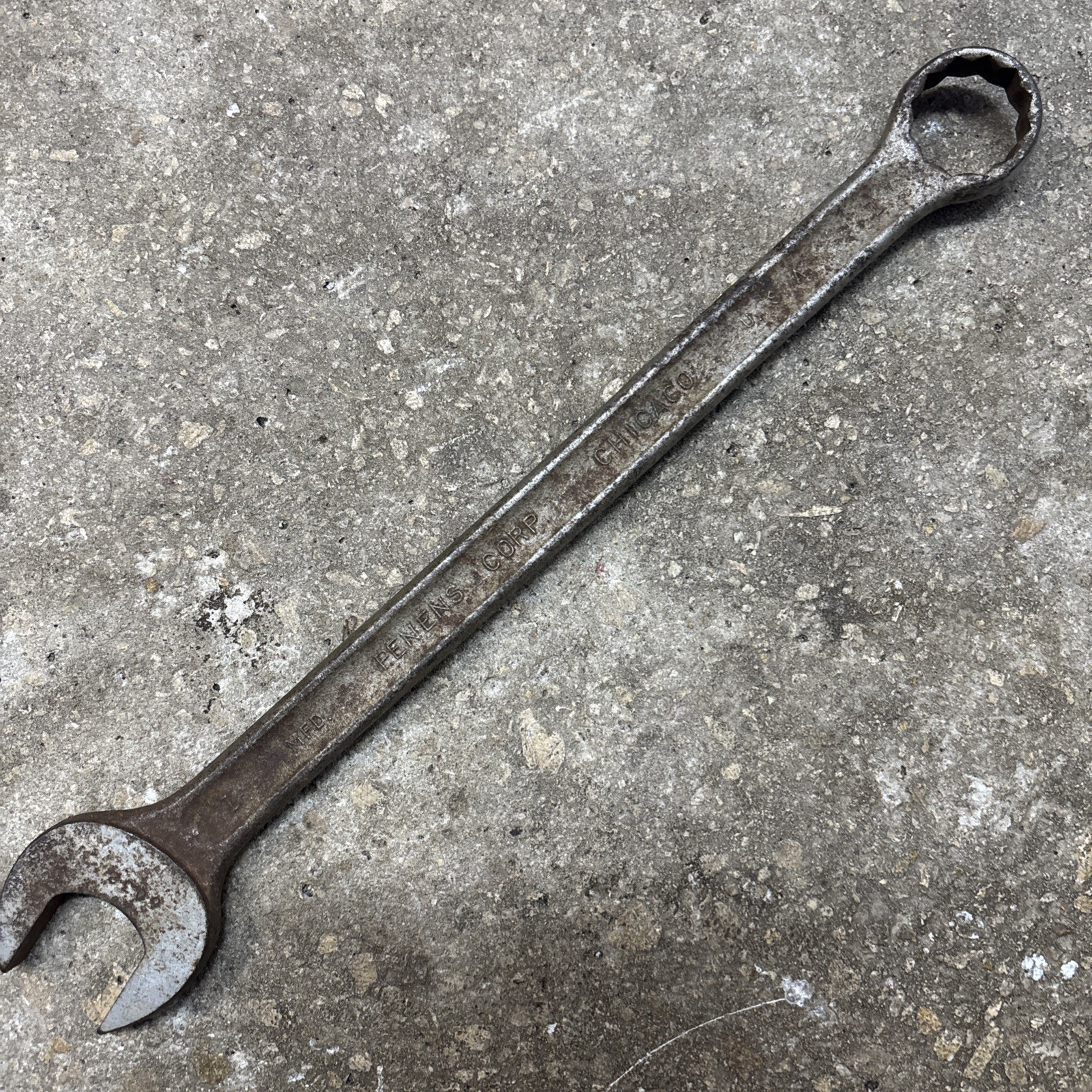 PENENS CORP 1″ SAE 12 Point Combination Wrench Vintage Chicago USA