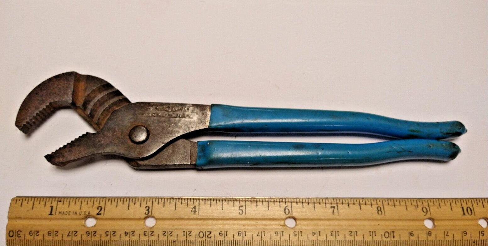Channel Lock Tools 420 9″ Tongue Groove Pliers Blue Handle etched USA G1392