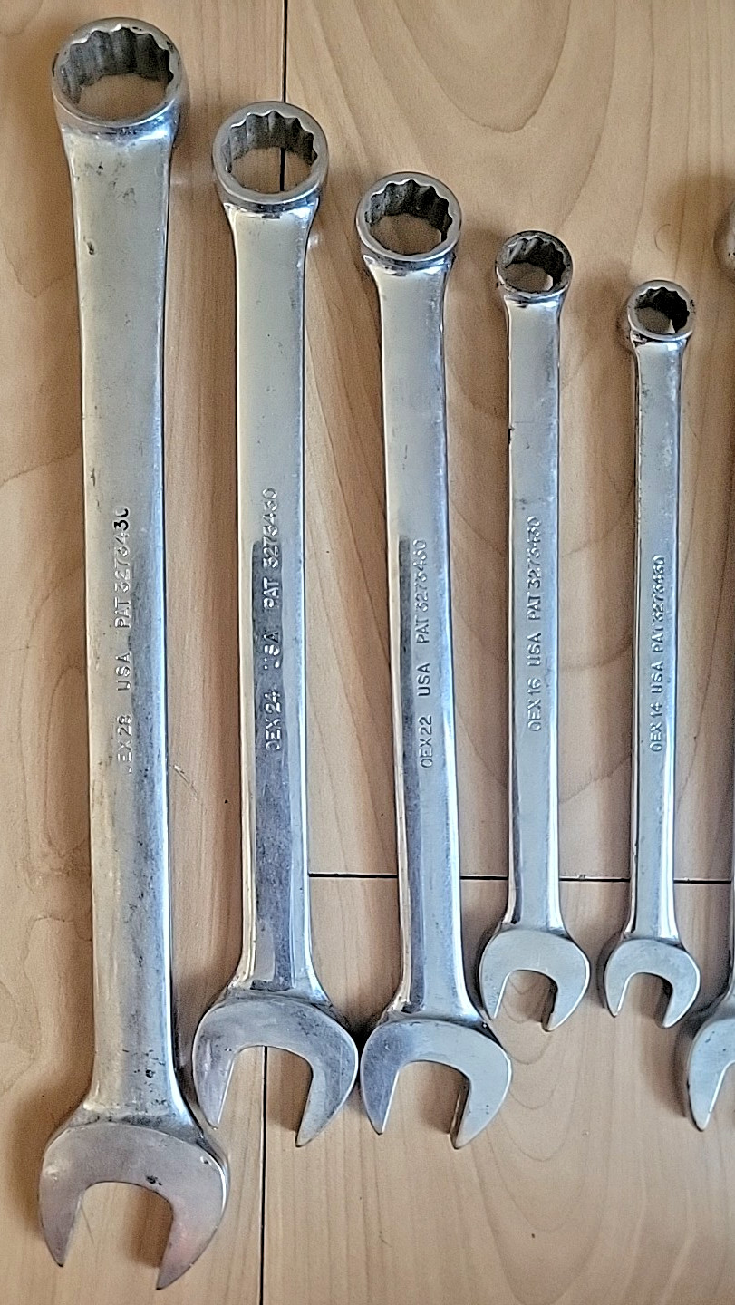 Snap-On Wrenches Combination SAE OEX & OSH 7/8 3/4 11/16 9/16 1/12 7/16 3/8 READ