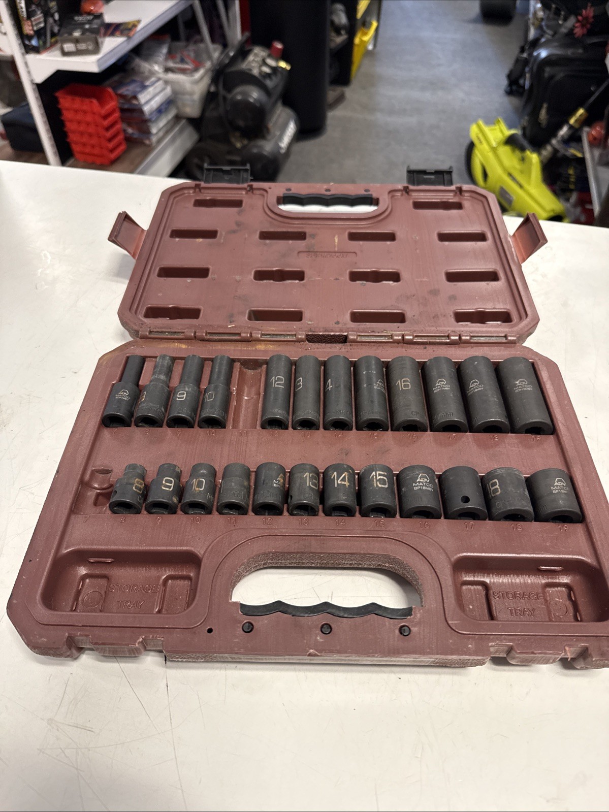 Matco ADV 26 Piece 6 Point Shallow & Deep Impact Socket Set 7mm-19mm Missing 2 C