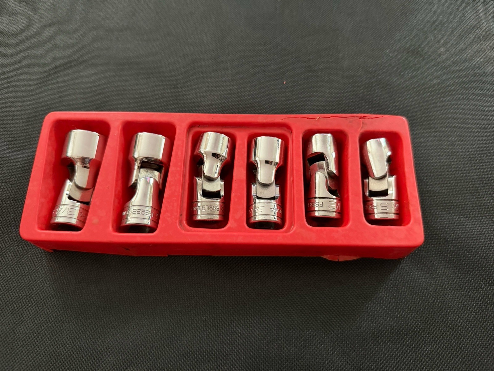 Snap-on 6 Piece 3/8 SAE Chrome Shallow Swivel Socket Set – 7/16 – 3/4 – FSB