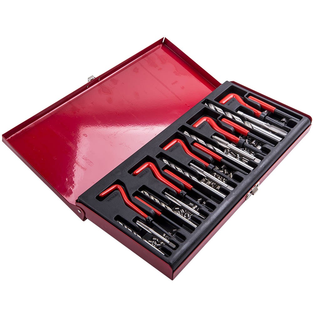 131 pcs Thread Repair Tool Kit Drill Bits Taps Threaded Inserts Installation