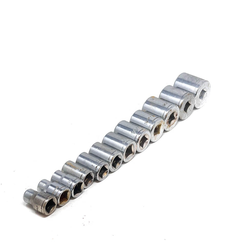 12 Pcs SAE 1/2 in Drive, Socket Set, 6 Point, Hand Tools, Workshop Equipments