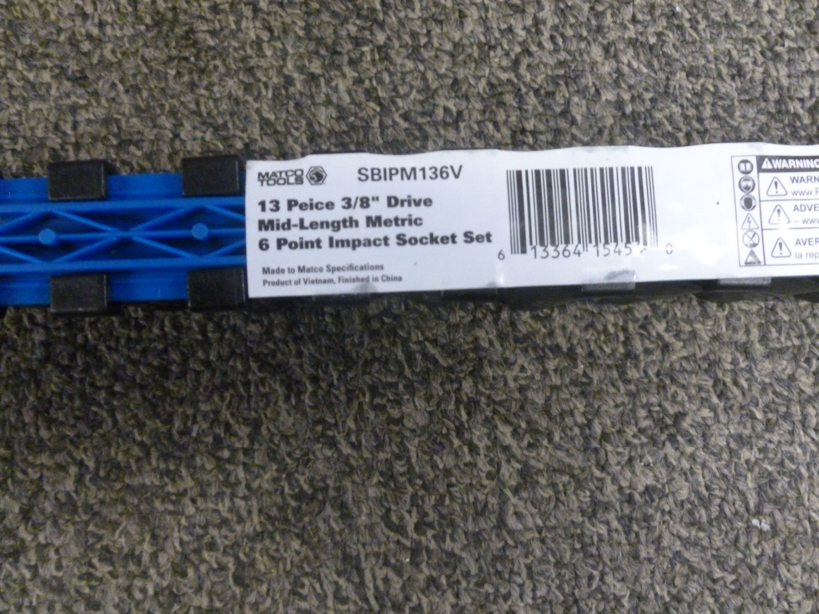 Matco Tools SBIPM136V 13 Piece 3/8 Drive Metric 6 Point Mid Length Socket Set