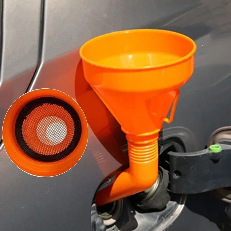 Long Neck Fuel Funnel with Filter for Car Motorcycle Oil Gas Filling Tool