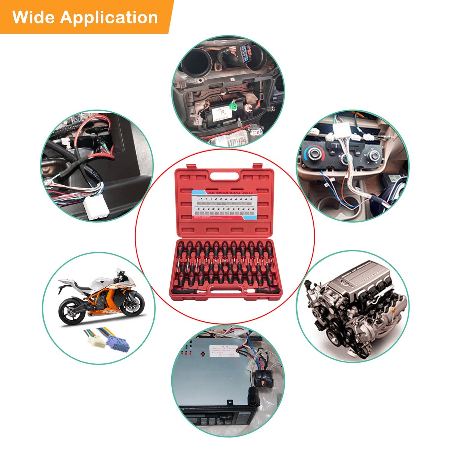 Universal Terminal Release Tools Set Electrical Connector Removal Kit 23-Piece