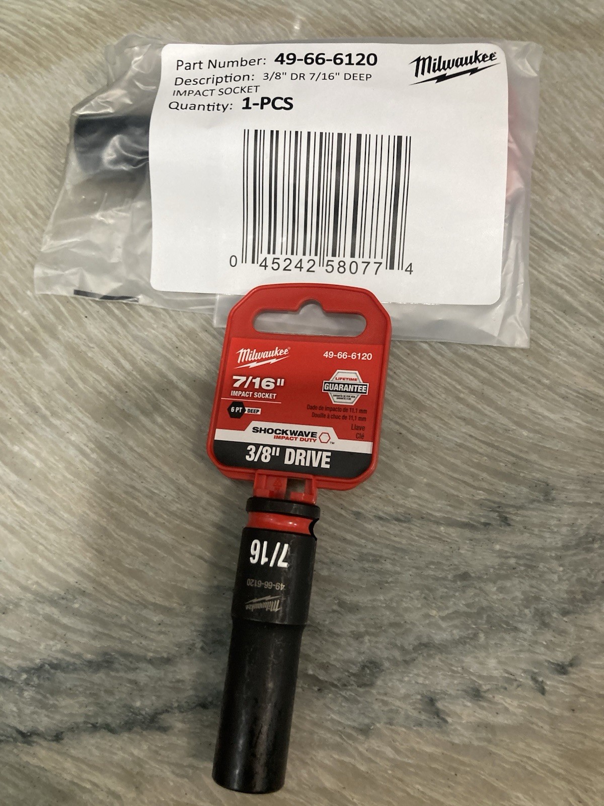 Milwaukee 49-66-6120 SHOCKWAVE Impact Duty 3/8 Drive 7/16 in. Deep 6 Point Socke