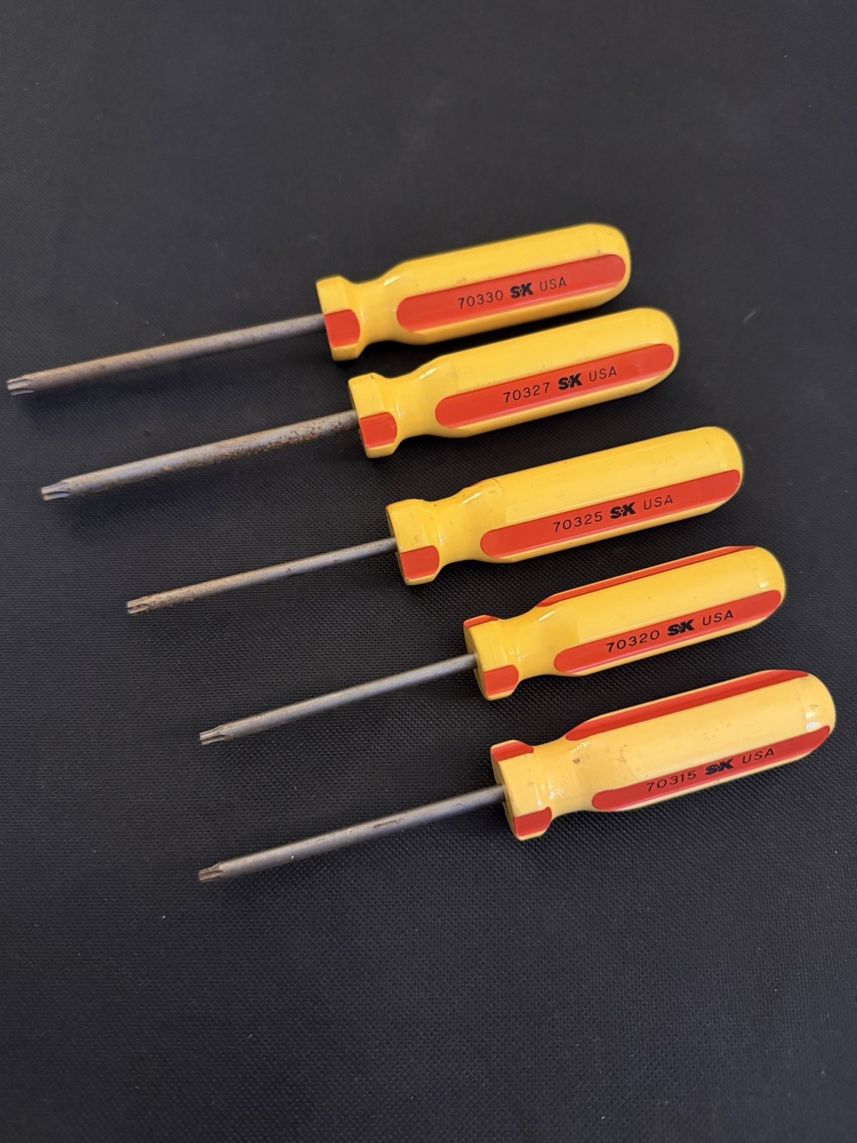 SK Tools USA RARE Red/Yellow Hard Handle Torx T15-T30 Screwdriver Driver Set Lot