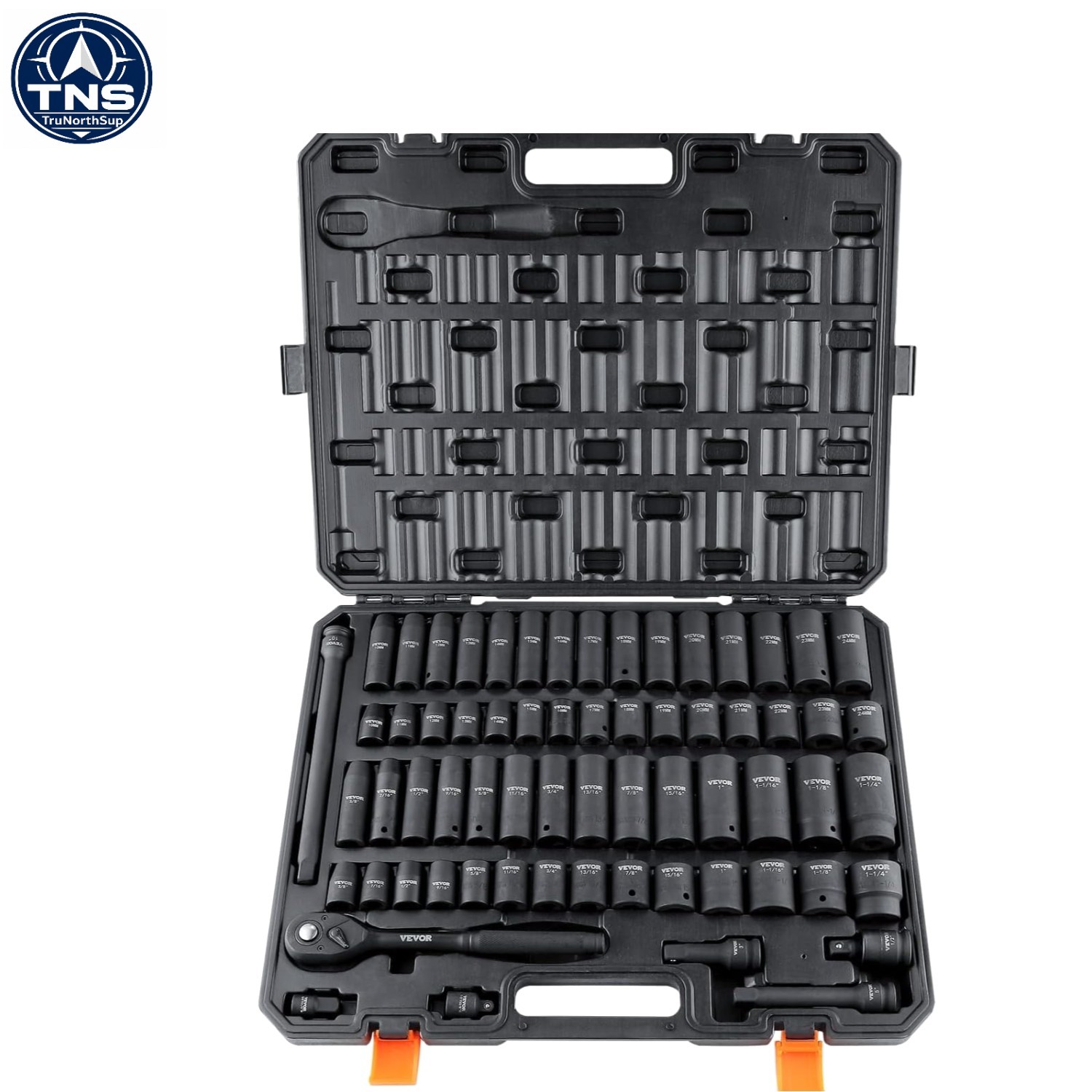 Durable 1/2″ Impact Socket Set, 65 Pieces – SAE/Metric Cr-V Steel Sockets