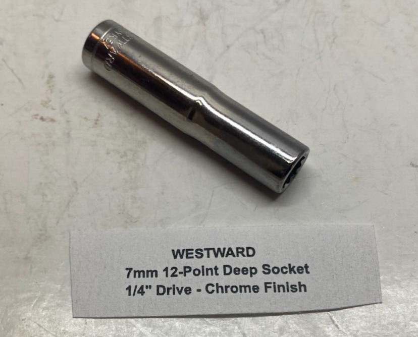 WESTWARD 7mm 12-Point Deep Socket – 1/4″ Drive – Chrome – Prepaid Shipping