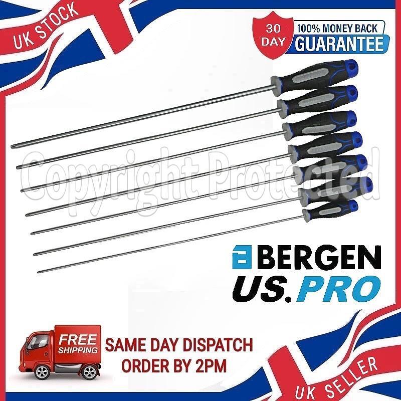 7PC EXTRA LONG REACH 465MM – 500MM TORX STAR TAMPER SCREWDRIVER SET MAGNETIC TIP
