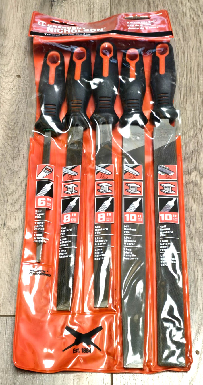 Nicholson 22040HNNN, 5 pc Metal File Set w/ Ergonomic Handles