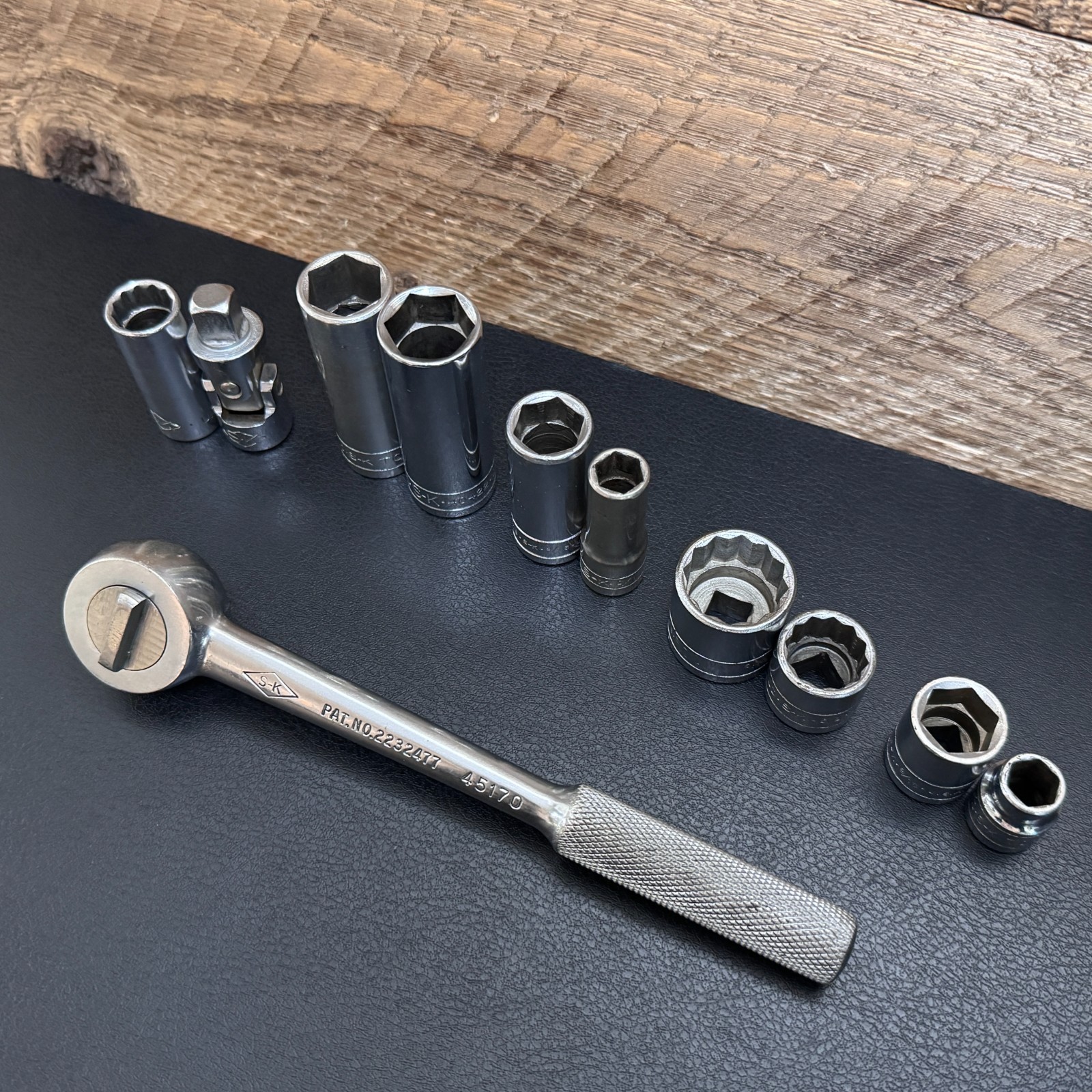 S-K Tools 3/8 Drive SAE Socket Lot 12PT 6PT Deep, STD, Universal & Ratchet 45170