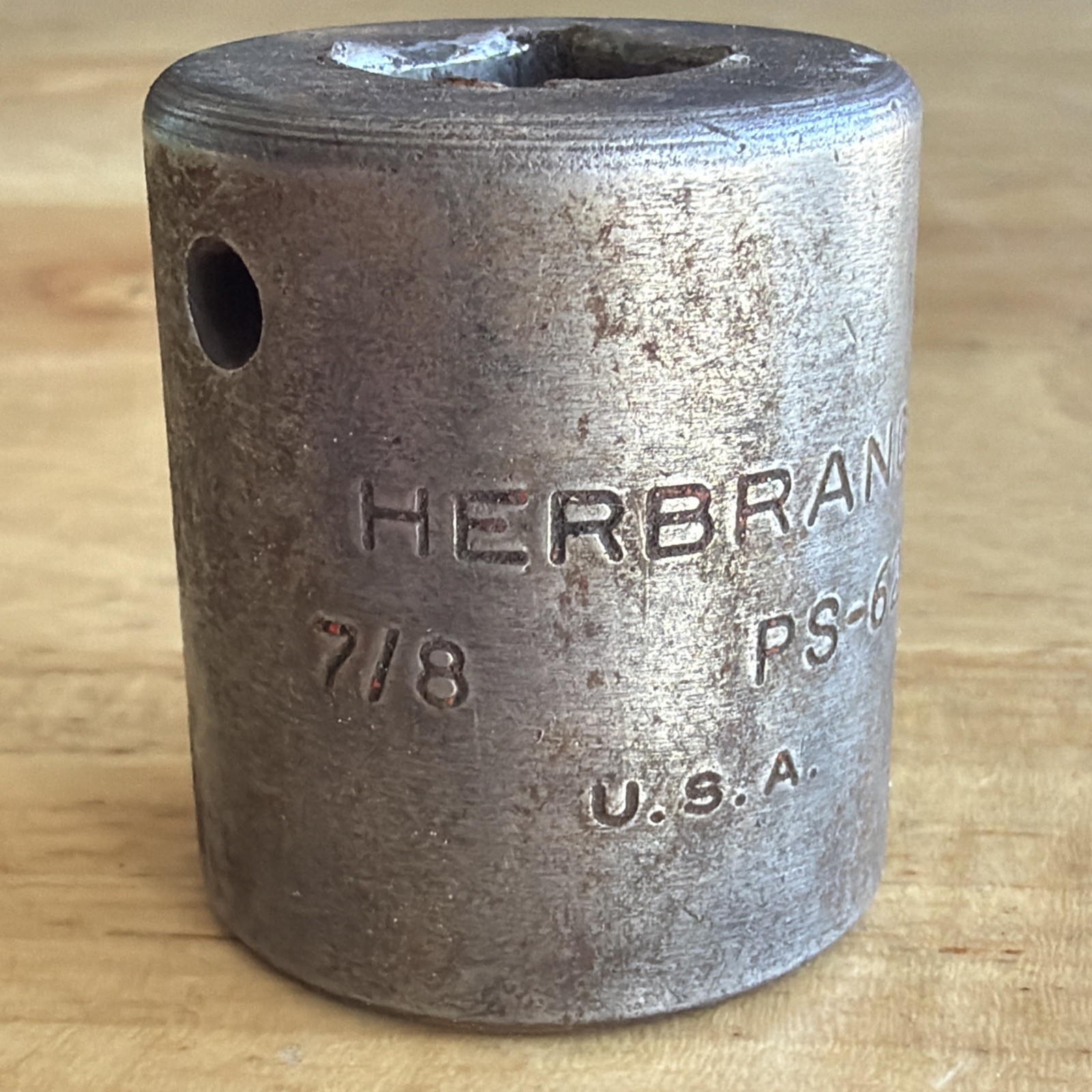 Herbrand Tools 7/8″ Shallow Impact Socket 1/2″ Drive 6 Point PS-628 Vtg USA