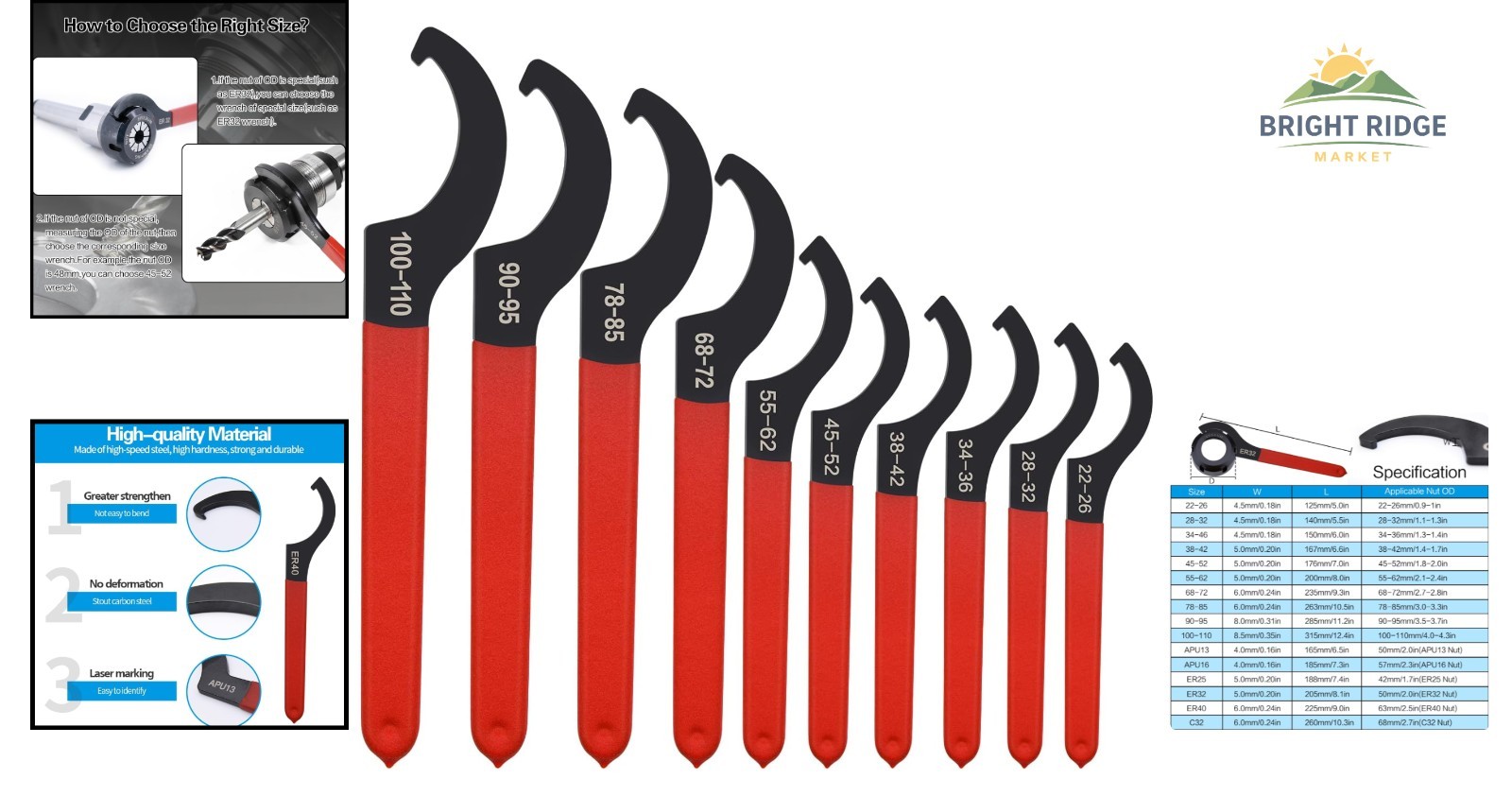 Durable 10pcs Spanner Wrench Set for Coilover Adjustment and Maintenance