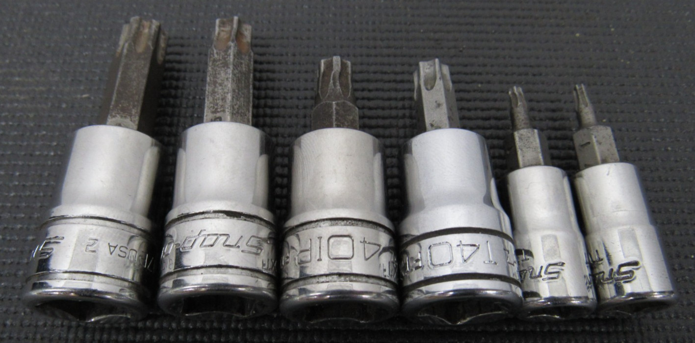 Snap On Torx Bit Socket Lot FTX47E FTX45E FTX40TPE FTX40E TTX10E TTX8E
