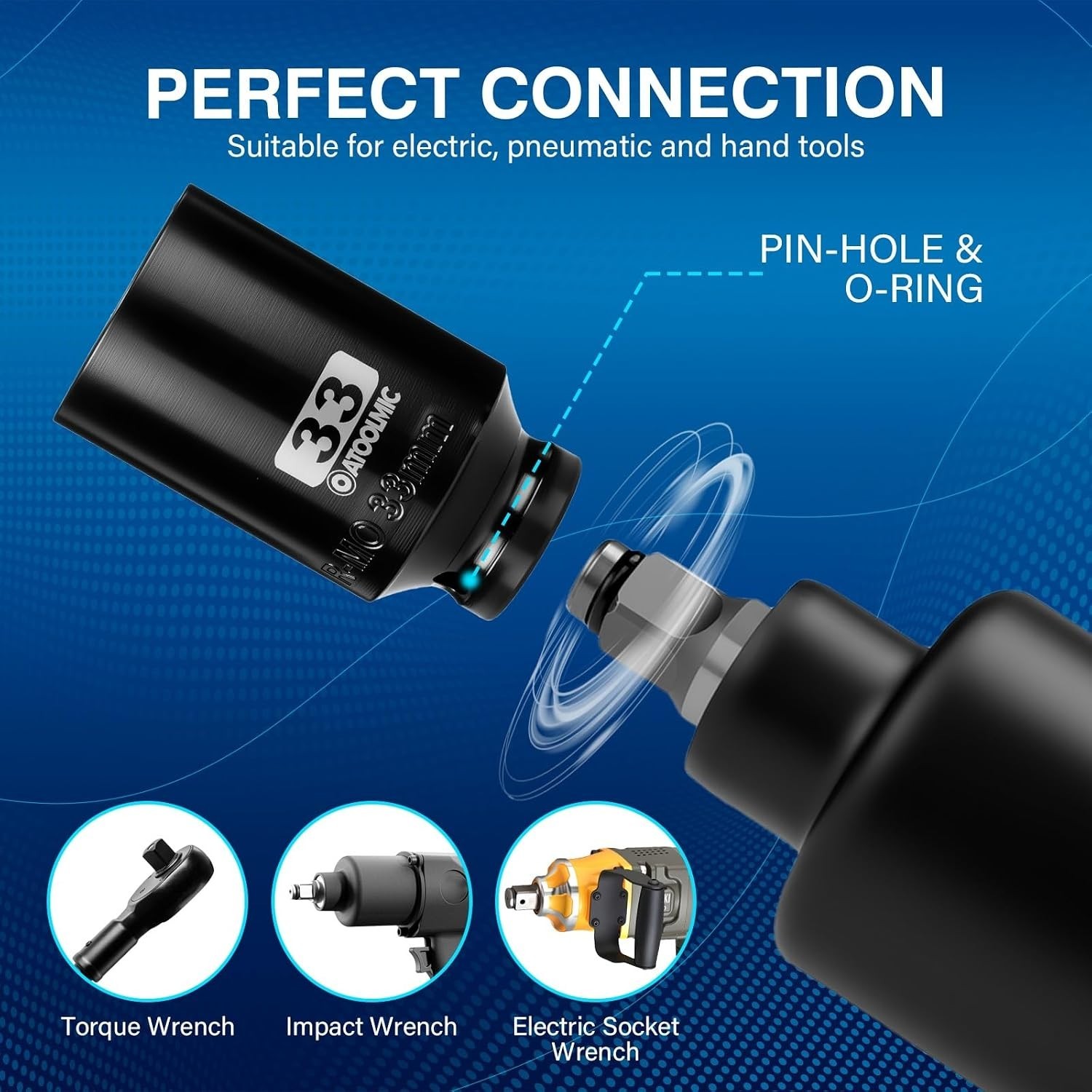 High-Quality 33mm Deep Impact Socket – 1/2 Inch Drive with Anti-Slip Grip