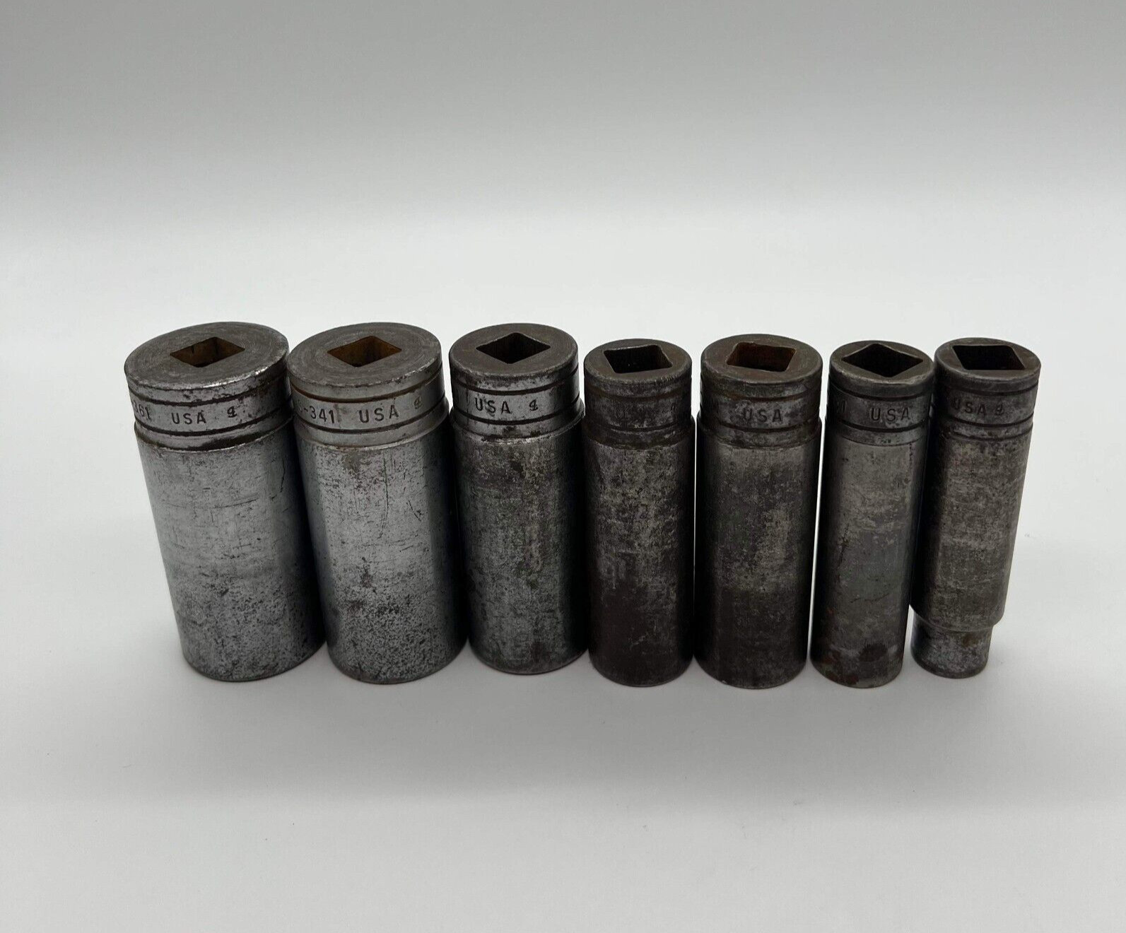 7 Vintage Snap-on Deep Socket 1/2 Driv S-201 S-341 S-361 S-301 S-241 S-261 S-101