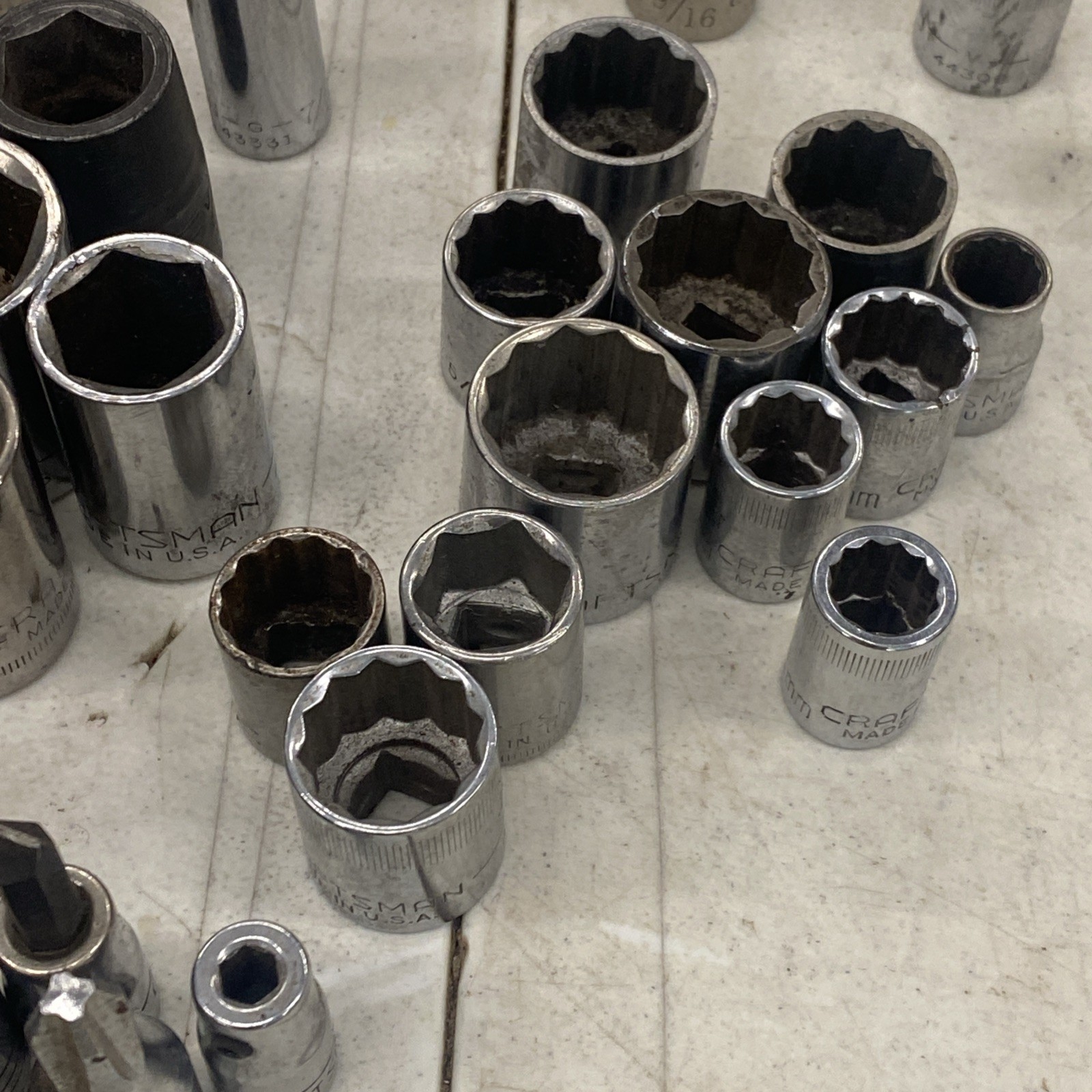 70+ pc. Lot Vintage Craftsman USA 1/4, 3/8 & 1/2 inch Drive Deep Sockets, M0899