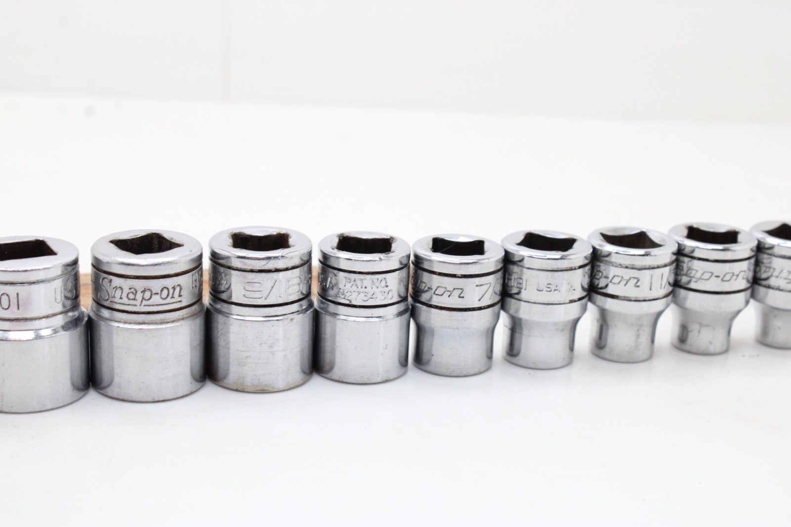 Snap-on F081 – F281 1/4-7/8″ 3/8″ Drive 12 Point 12 Piece SAE Chrome Set USA