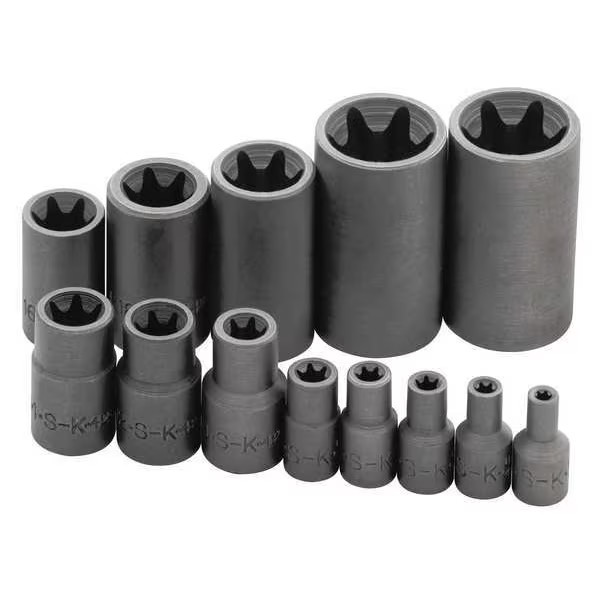 SK TOOLS 13 Piece 1/4″, 3/8″ and 1/2″ Drive Female TORX Socket Set