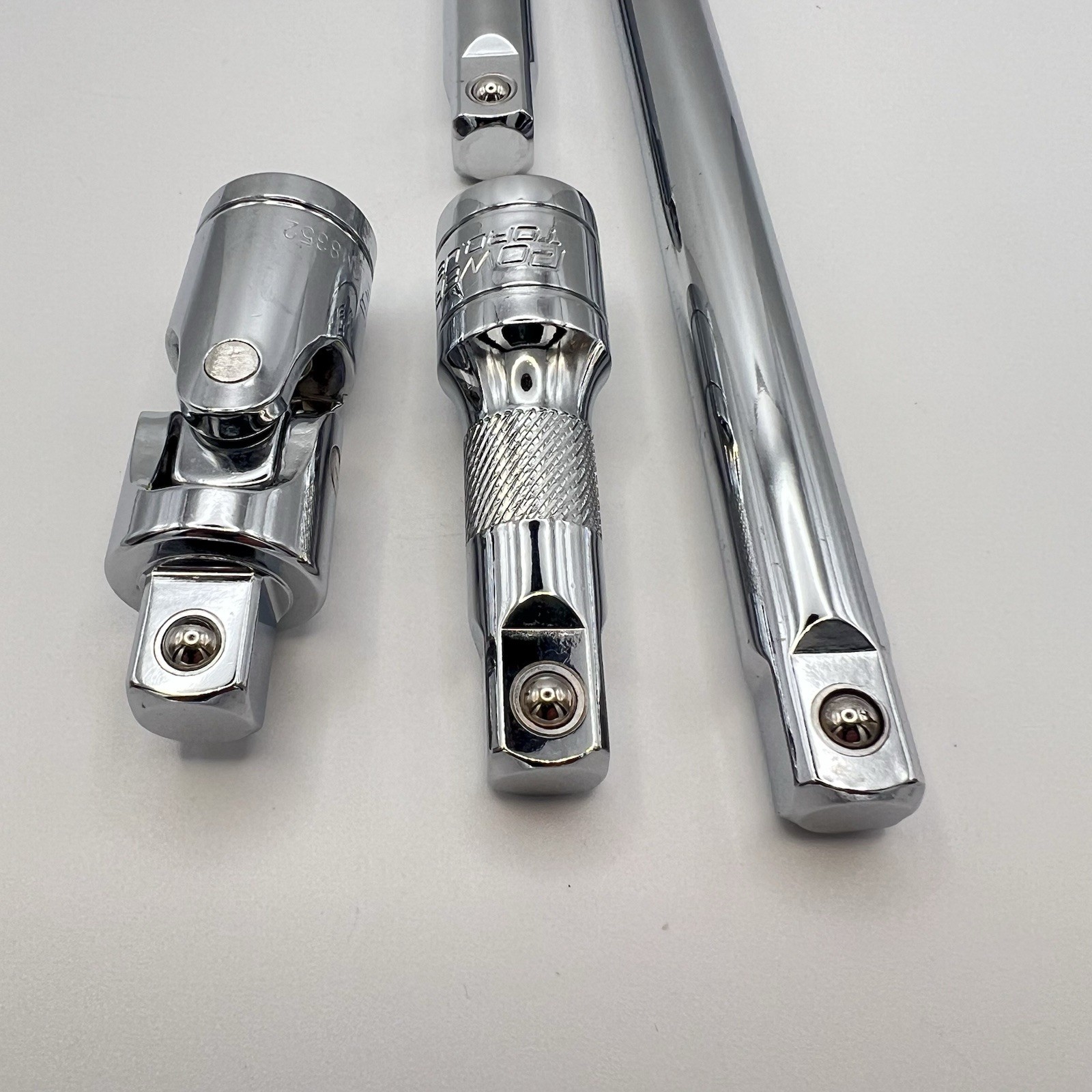 Power Torque 4pc 1/2 Inch Drive Socket Extension Bar Set 3”, 6”, & 10” w/ Swivel